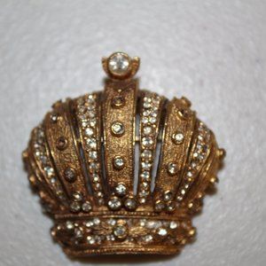 RARE SIGNED CADORO GOLD TONE CROWN PINK PENDANT